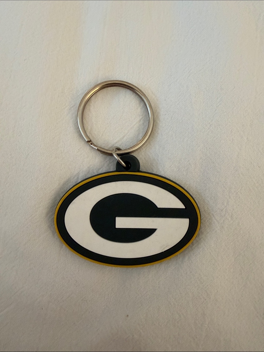 Green Bay Packers Logo Keychain — Silver, White, Green & Gold